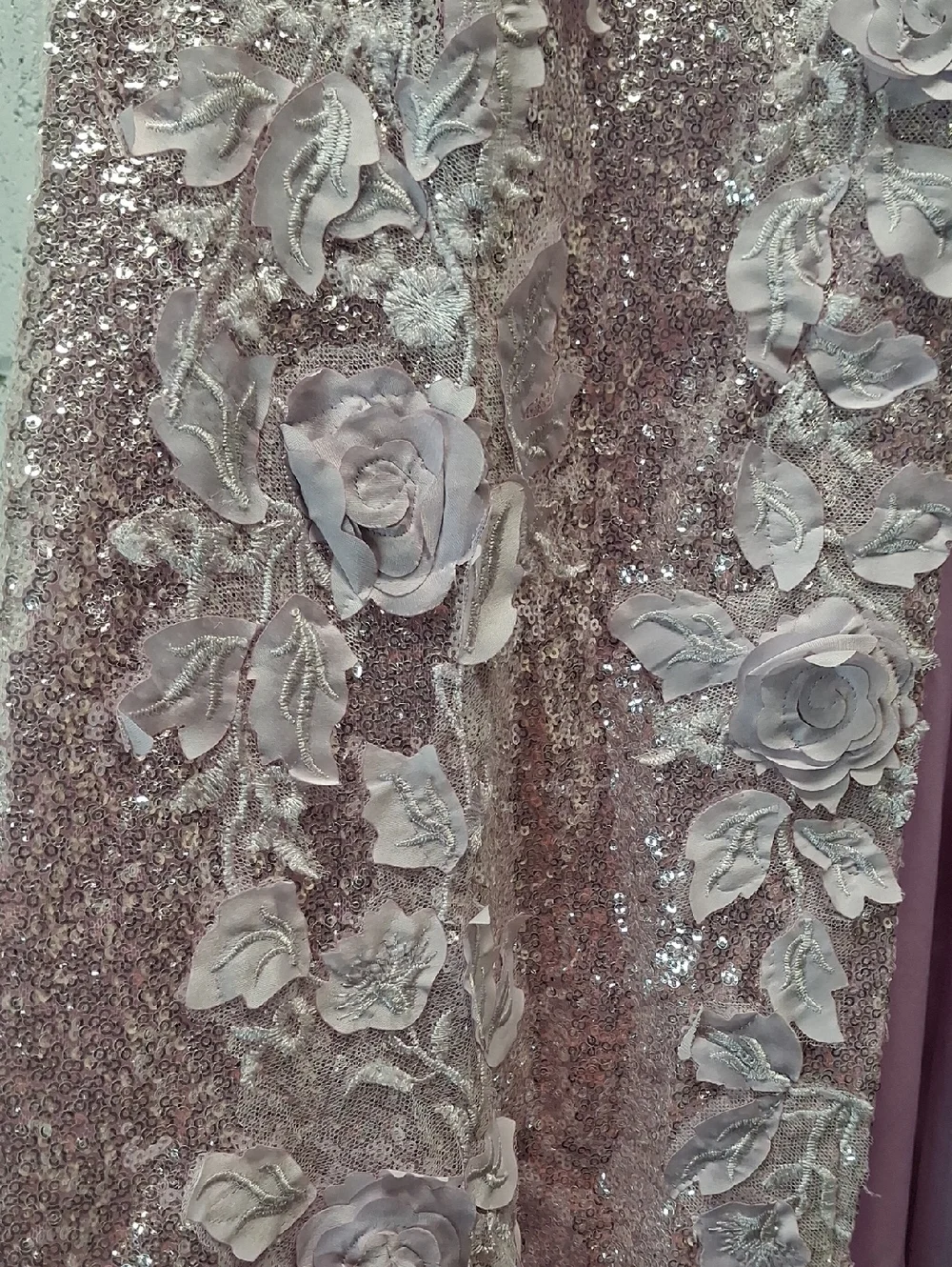 NWOT Jovani Sequin Floral Appliqué Gown in Light Pink - Picture 7 of 13